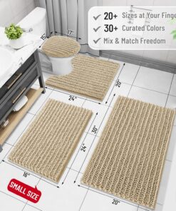 Alternative view of Arotive Luxury Chenille Bathroom Rug Mat, Extra Soft Thick Absorbent Shaggy Bath Rugs, Non-Slip Machine Wash Dry, Plush Bath Mats for Bathroom, Shower and Tub, 24x16, Beige