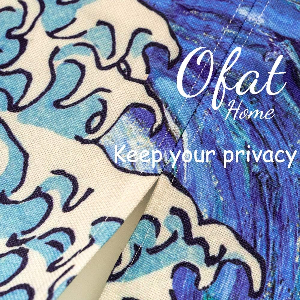 Ofat Home Chinese Ink Painting Doorway Curtain Carps Koi Fishes Japanese Noren Bring You Good Luck Tapestry for Wall Hanging Bedroom Divider Kitchen Partition Bathroom Door Decor, 33.5"x 59" - Image 3