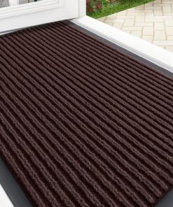 OLANLY Front Door Mat Indoor Outdoor Entrance, Waterproof Heavy Duty Doormat, Fade Resistant, Low Profile, Easy Clean Patio Porch Welcome Floor Mats for Entry, 29.5x17, Brown