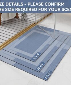 Alternative view of YDKGL Non Slip Bath Mat, Rubber Backing Ultra Thin Bathroom Rugs Fit Under Door Quick Dry Super Absorbent Washable Bath Rug Shower Mat for Bathroom Floor Bathtub Shower Sink, Easy Care Blue 16"x 24"