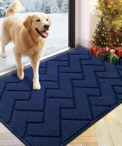 hicorfe Indoor Doormat,Front Back Door Mat Rubber Backing Non Slip Door Mats 24"x35" Absorbent Resist Dirt Entrance Doormat Inside Floor Mats for Entryway Washable Low-Profile (Navy Blue)