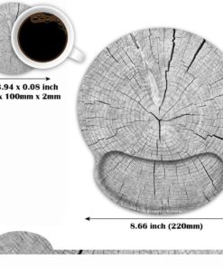 Alternative view of Ergonomic Mouse Pad Wrist Support with Coasters Set, Cute Large Wrist Rest Pad with Non-Slip PU Base for Laptop Computer Home Office Working Gaming Pain Relief, Wood Grain Pattern