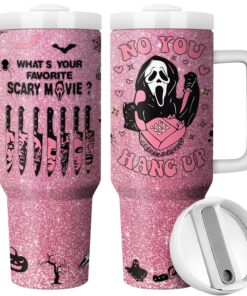 Halloween Scary Mask Tumbler with Lid and Straw 40oz Stainless Steel Travel Coffee Mug Horror Theme Double Wall Insulated Cup Funny Gift for Women Men (Pack of 1)
