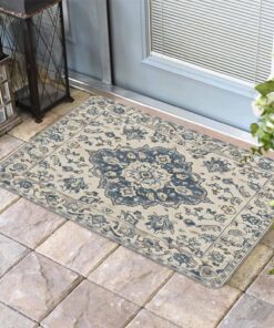 Bohemian Vintage Flowers Pattern Front Door Mat Outside Entrance, Non-Slip Absorbent Welcome Floor Mats, Indoor Outdoor Doormat for Entryway Patio Porch, Home Decor, 16x24in, Farmhouse Classical