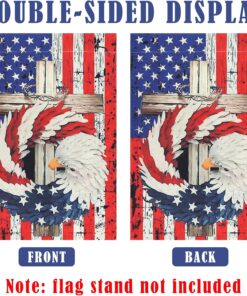 Alternative view of 2 Pack 4th of July Patriotic Welcome Garden Flag 12 x 18 Inch Double Sided Vertical Burlap Stars and Stripes Eagle Wreath Garden Flag for Memorial Day Independence Day Outdoor Yard Decoration