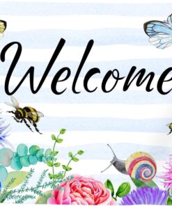 Welcome Spring Summer Flag 3x5 FT Flower Butterfly Bee Yard House Flags Season Banner Polyester Double Stitched with 4 Brass Grommets Flag for Outdoor Indoor Home Decor