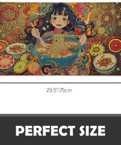 Alternative view of Plistiz Anime Ramen Indoor Door Mat, 17x29.5 Inch, Floor Area Rug for Entryway, Living Room, or Bathroom, Non-Slip Doormat, Colorful Japanese Food Home Decor Rug Gifts