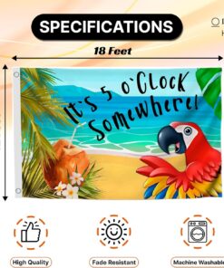 Alternative view of 12x18 Inches It's 5 o'Clock Somewhere Polyester Flag - Double Sided Five O'clock Flags with Two Brass Grommets - Tropical Summer Beach Drinking Cocktails Banner - Pub Decoration Advertising Banner