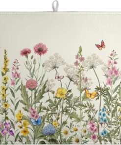 Spring Dish Drying Mat Summer Floral Flowers Kitchen Dish Drying Pad Absorbent Dish Dryer Mat for Kitchen Countertops Microfiber Dishes Drainer Pad Dish Drying Rack Mat (18x24 in)