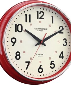 Wall Clock Metal 12.4" Countryside Style Wall Clocks Retro Vintage Classical Silent Non Ticking Easy to Read for Living Room/Kitchen/Bedroom/Office/Bar(12.4" Red)