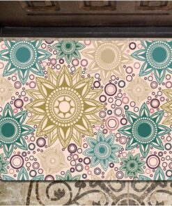 Alternative view of Funny Welcome Doormat Front Porch Decor Rugs With Rubber Back 30"(L) x 18"(W)Bohemian Circle Mandala Picture Morden Art Boho Rug For Entrance Monogram Mats for Front Door No Slip Kitchen Rug and Mats