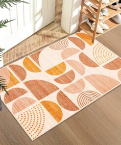 MUJOO Boho Small Rug Washable,2x3 Area Rugs for Entryway Bathroom Entry Entrance Bedroom Kitchen,Front Door Mat Soft Throw Carpet Non Slip Indoor Modern Abstract Bohemian Orange
