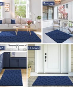 Alternative view of hicorfe Indoor Doormat,Front Back Door Mat Rubber Backing Non Slip Door Mats 24"x35" Absorbent Resist Dirt Entrance Doormat Inside Floor Mats for Entryway Washable Low-Profile (Navy Blue)