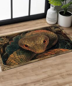 MIEPOS Vintage Golden Snake Indoor Door Mat,Wildlife Retro Doormat,29.5x17in Non-Slip Rubber Backing Floor Mat,Entry Rug,for Living Room,Office,Rv,Kitchen,Entryway Doorways Mats Decor,Doormats Gifts