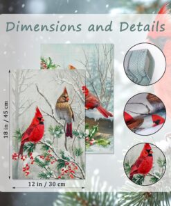 Alternative view of 2 Pack Winter Cardinal Bird Garden Flags 12x18 Inch Double Sided Trees Snow Christmas Yard Flag Burlap Red Birds Welcome Garden Flag for Outdoor Yard Party Home Christmas Decoration