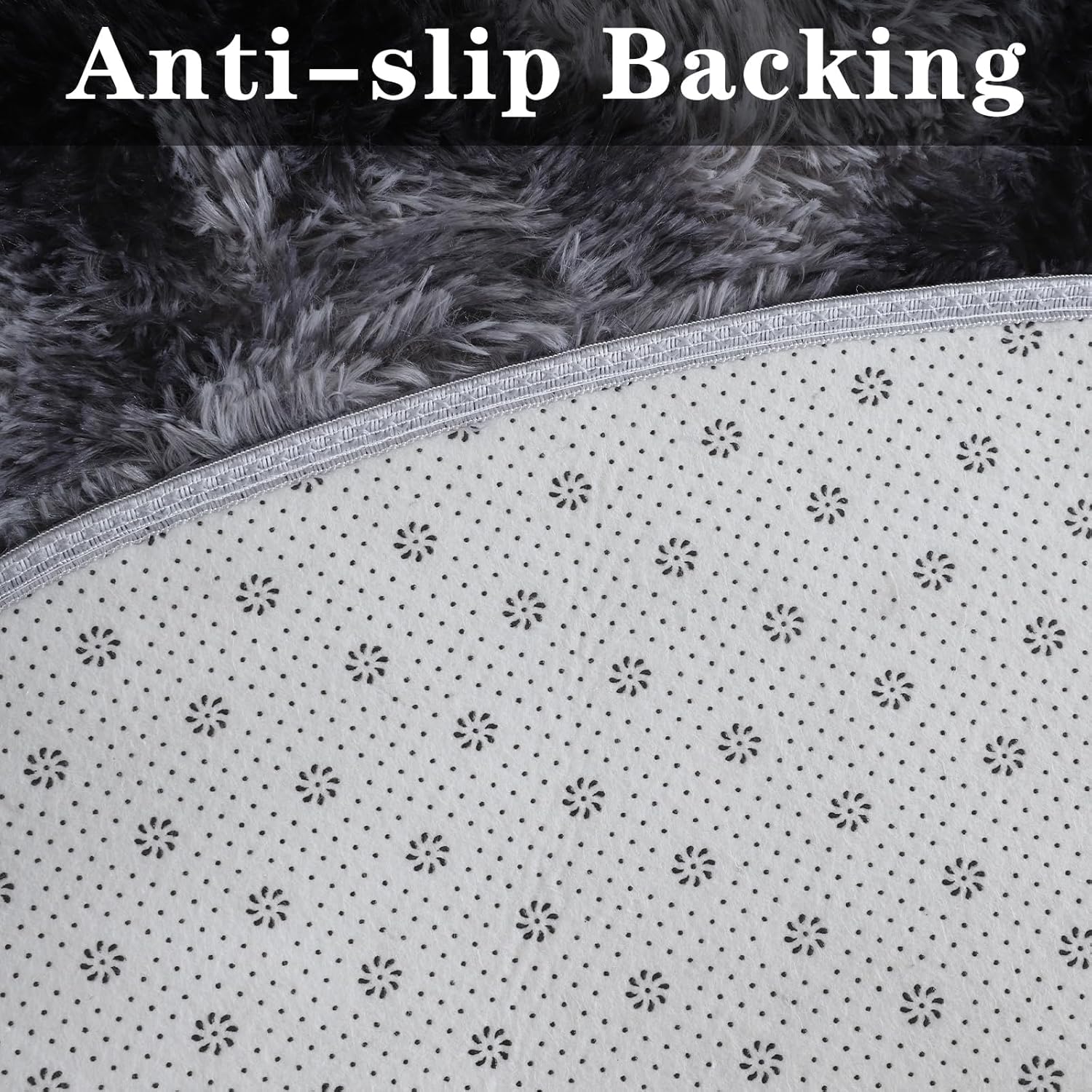 ConCus-T Grey Bath Mat Faux Fur Plush Bathroom Rugs Shaggy Soft Anti Slip Bath Carpet Doormat for Bedroom Bathroom Puppy Bed Mat, Tie-Dye Dark Grey, 24'' x 16'' - Image 8