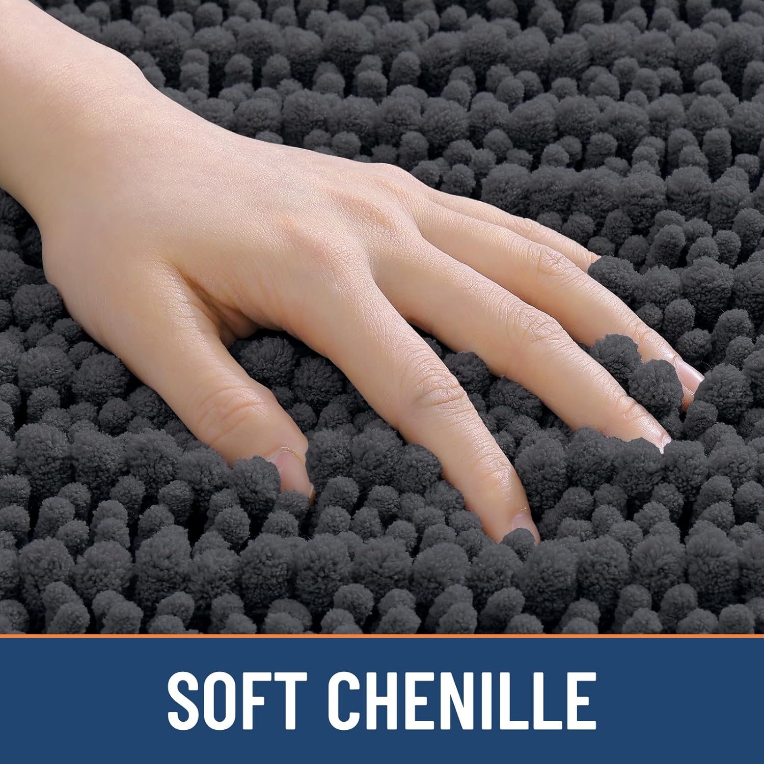 Smiry Bathroom Rugs Mat 24x16, Extra Soft Absorbent Chenille Bath Rugs, Non Slip Rubber Backing Machine Washable Quick Dry Bath Mats for Bathroom Floor, Tub, Shower, Home Decor Accessories, Dark Grey - Image 4