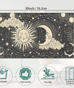 Alternative view of IGPPDO Boho Crescent Moon Sun Face Doormat, 17''x30'', Non-Slip, Water Absorbent, Easy to Clean, Indoor/Outdoor, Rectangular, 1'5" x 2'6" (1 Count)