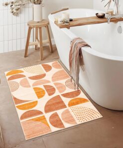 Alternative view of MUJOO Boho Small Rug Washable,2x3 Area Rugs for Entryway Bathroom Entry Entrance Bedroom Kitchen,Front Door Mat Soft Throw Carpet Non Slip Indoor Modern Abstract Bohemian Orange