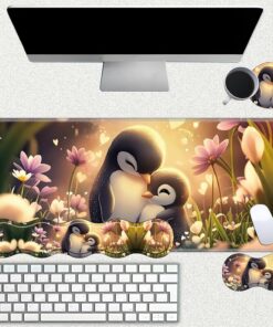 Alternative view of Desk Mat Large Gaming Mouse pad Set 31.5x11.8 inch [4in1Mousepad + Keyboard Wrist Rest+Mouse Wrist Rest+Coaster ] with Ergonomic Desk Pad for Home Office Table Computer - Cute Penguin