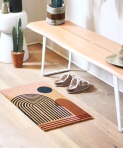 Alternative view of Main + Mesa Geometric Coir Doormat with Non-Slip PVC Backing, Curved Geo