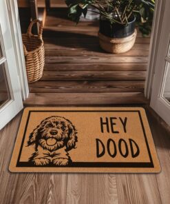 Alternative view of LuckyChu Welcome Door Mat Hey Dood Golden Doodle Dog Outdoor Indoor Entrance, Low-Profile Floor Mats Non Slip Durable Entrance Rugs for Entry, Patio, High Traffic Areas Front Door, 17" x 29.5"