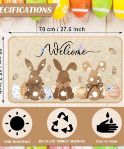 Alternative view of Zhanmai Welcome Mats Door Mat Indoor Entrance Cute Decorative Outdoor Doormats Non Slip Outside Door Mats for Front Door Spring Rugs, 16" x 28"(Rabbit)