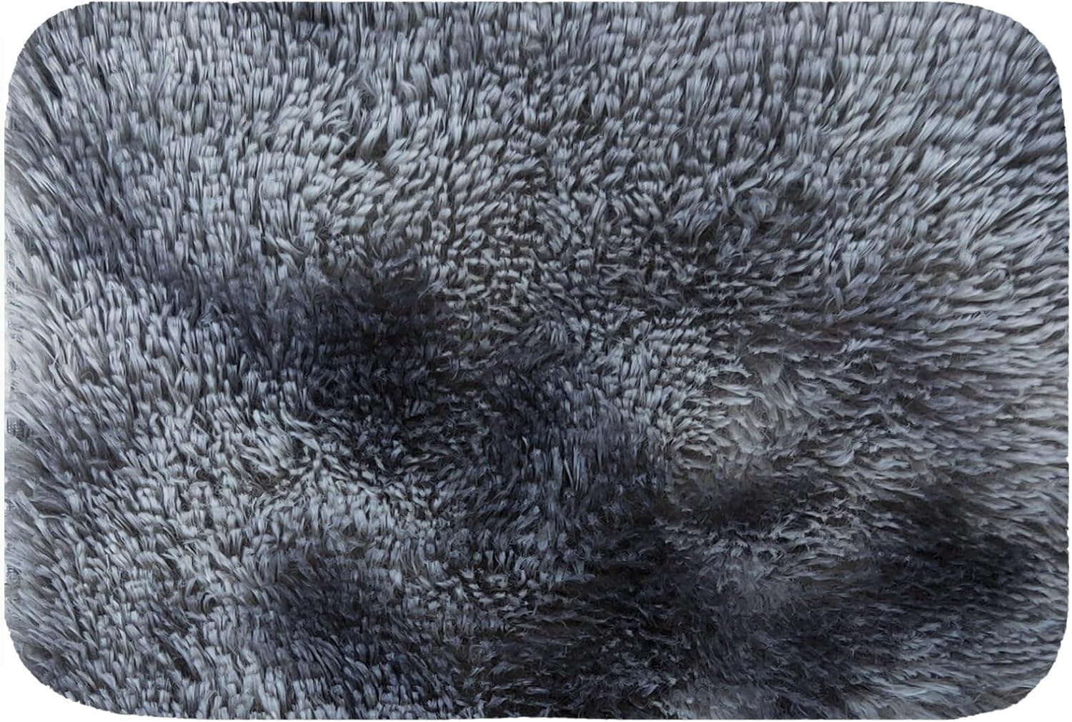ConCus-T Grey Bath Mat Faux Fur Plush Bathroom Rugs Shaggy Soft Anti Slip Bath Carpet Doormat for Bedroom Bathroom Puppy Bed Mat, Tie-Dye Dark Grey, 24'' x 16''