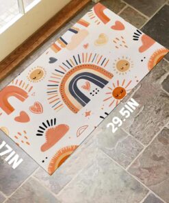 Alternative view of amepay Retro Rainbow and Sun Indoor Door Mat – Stylish 17x29.5in Non-Woven Fabric Floor Doormat with Cute Heart Vintage Design, for Porch Insider,Bedroom,Living Room - Boho Decor Rug Gifts