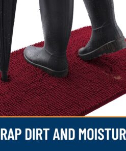 Alternative view of OLANLY Dog Door Mat for Muddy Paws 24x16, Absorbs Moisture and Dirt, Absorbent Non-Slip Washable Doormat, Quick Dry Chenille Mud Mat for Dogs, Entry Indoor Entryway Carpet for Inside Floor, Burgundy