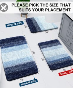 Alternative view of Arotive Microfiber Bathroom Rugs, Shaggy Soft and Absorbent Bath Rug, Non-Slip, Thick Plush Machine Washable Dry Bath Mats for Bathroom, Tub and Shower, 24x16, Blue
