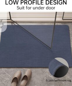Alternative view of Mecko Bath Mat Rug, Rubber Non-Slip Quick Dry Absorbent Thin Bathroom Rugs Fit Under Door Bathroom Floor Mats-Shower Rug for in Front of Bathtub, Sink, Shower Room(Navy Blue,16"x24")