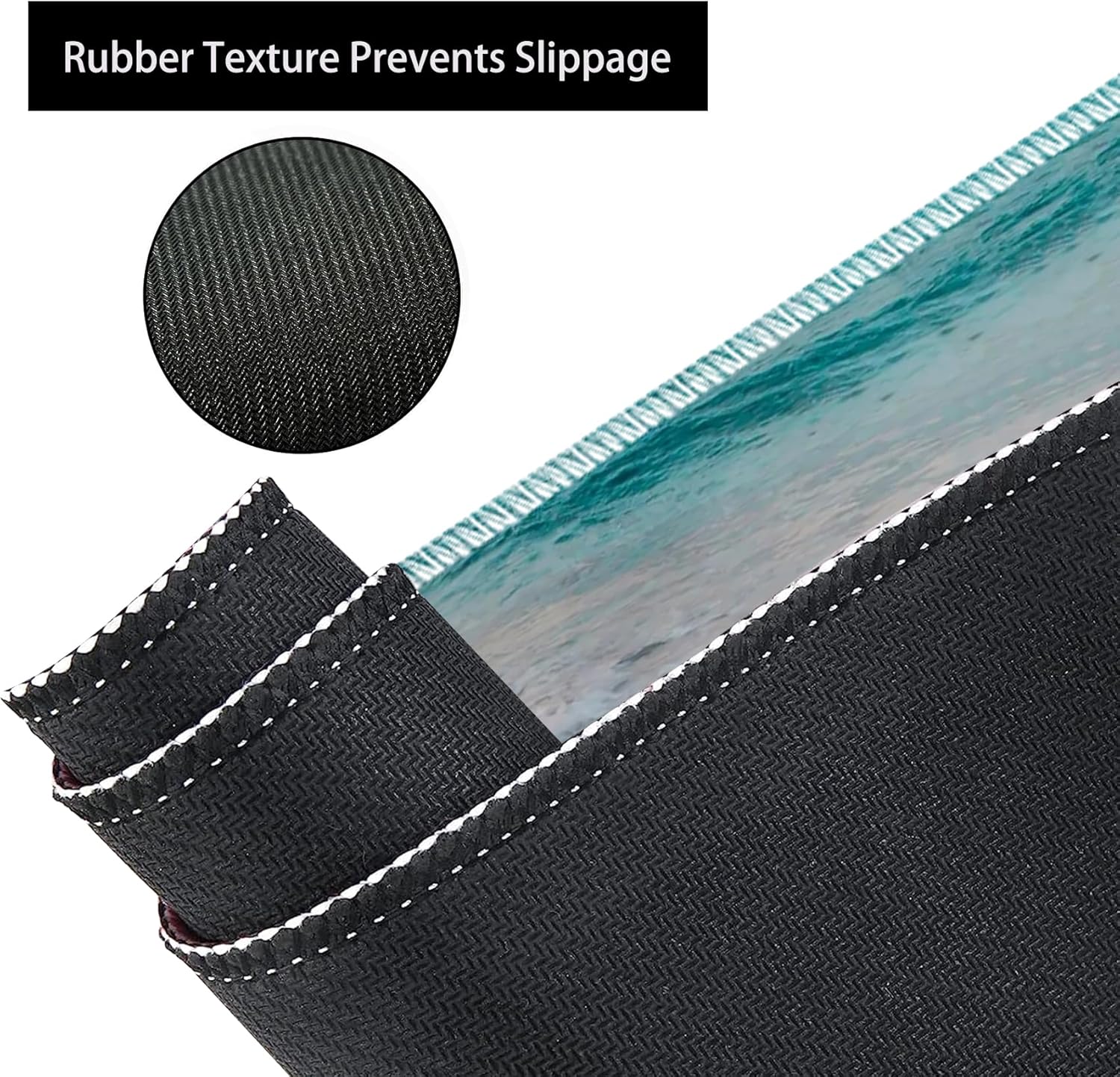 Durable Desk Mat and Coaster Stylish Set, Large Gaming Office Mouse Pad 31.5 "x 11.8", Extended Non-Slip Rubber Keyboard Pad, Laptop & Home, Sunny Beach - Image 4