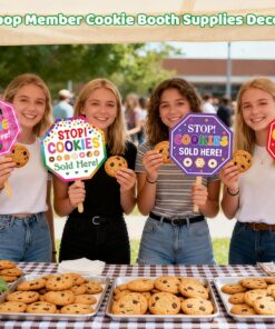 Alternative view of Bucherry 10 Pack Stop Cookies Sold Here Signs 10 x 10?? Stop Here To Buy Cookies Sign with Handheld Stick for Troop Member Booth Outdoor Advertising Supplies Decor