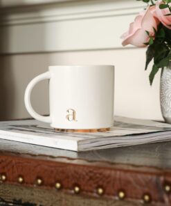 Alternative view of COLLECTIVE HOME - Monogram Ceramic Mugs, 15 oz Golden Initial Coffee Cups, Elegant Alphabet Tea Mugs, Elegant Personalized Mug with Gift Box, Luxurious Cups for Office and Home (a)