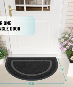 Alternative view of OLANLY Half Circle Door Mat Indoor Outdoor Entrance Welcome, Waterproof All-Season, All-Weather Doormat, Sturdy Natural Rubber, Low Profile, Easy Clean Patio Porch Entryway Mat, 29.5x17, Black