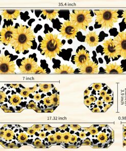 Alternative view of Gaming Mouse Pad Wrist Support & Desk Mat(35.4" x 15.7") & Keyboard Wrist Rest & Coasters CGFGHHUY 4 Pcs Set with Memory Foam Ergonomic Easy Typing Pain Relief - Cow Print Sunflowers