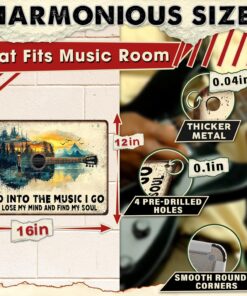 Alternative view of Guitar Retro Metal Poster And Into the Music Art Plaque Guitar Vintage Sign for Man Cave Funny Garage Bar Shed 12x16inch