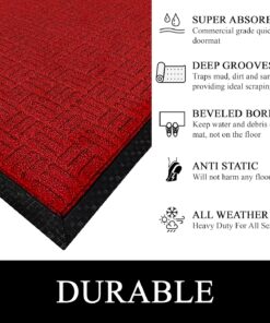 Alternative view of A1HC Indoor Outdoor Doormat ?C Non-Slip Front Door Mat for Entrance, Patio, Garage & Office ?C Washable Welcome Mat for Indoor & Outdoor Use, 16x24 Inches, Criss Cross Red