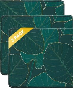 JIKIOU 3 Pack Mouse Pad with Stitched Edge, Comfortable Mouse Pads with Non-Slip Rubber Base, Washable Mousepads Bulk with Lycra Cloth, Mouse Pads for Computers Laptop Mouse 10.2x8.3x0.12in Leaf