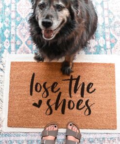 SXU Doormat 16x24 Inches Funny Welcome Mat No Shoes Cute Housewarming Gift Modern Letter Print Polyester Blend Waterproof Machine Washable Indoor Outdoor