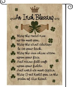 AVOIN colorlife St Patricks Day Garden Flag 12x18 Inch Double Sided Outside, An Irish Blessing Quote Welcome Yard Outdoor Flag