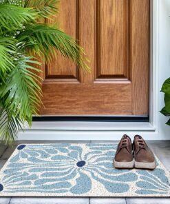 Alternative view of YeiHe Abstract Boho Floral Door Mat, Groovy Blue Entrance Mat, 17x30 Inches