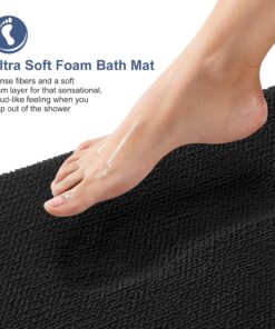 Alternative view of OLANLY Thick Memory Foam Bath Mat Rug 24x16, Extra Soft Absorbent Bathroom Rug, Quick Dry Bath Mats, Non-Slip, Machine Washable Carpet for Bathroom, Tub and Shower, Home Decor Accessories, Black