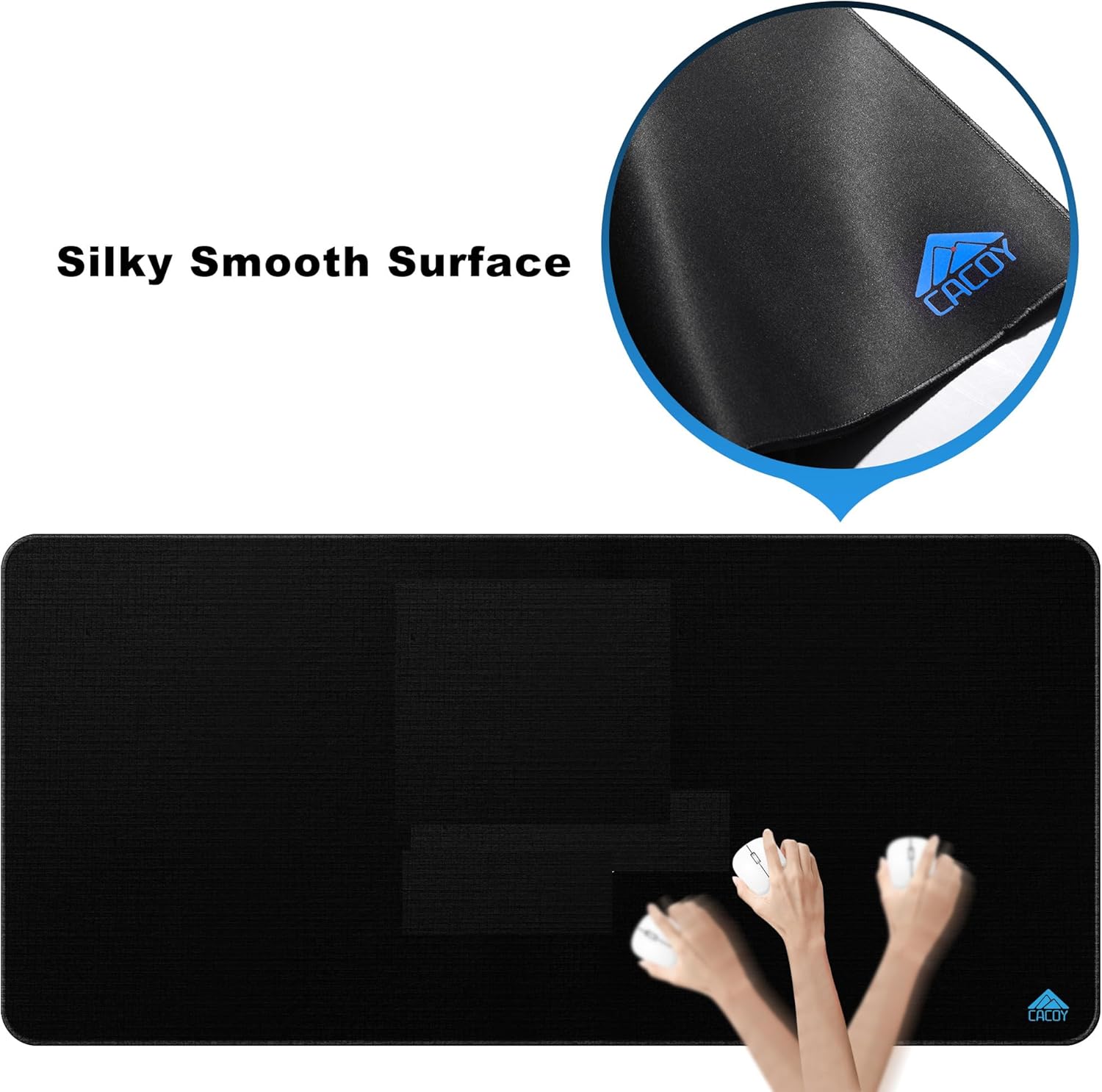 Cacoy 40” x 16” Large Gaming Mouse Pad for Desk, Extended Rectangular Keyboard Mouse Mat, XXL Desktop Accessories Mat, Smooth-Textured Non-Slip Rubber Base Computer Desk Pad for Office and Home, Black - Image 5