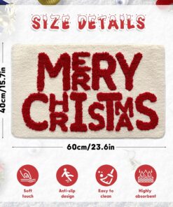 Alternative view of OFDNE Chirstmas Door Mat Cute Merry Christmas Welcome Doormat 24 * 16 Inch Xmas Welcome Mats Rug for Front Beige Winter Holiday Mat with Letter Designs for Indoor Outdoor Home Parte Decorations