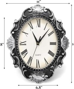 Alternative view of 2 Pack Retro Wall Clock, 14 Inch Vintage Oval Silent Non Ticking Clock for Wall, Battery Operated Quartz Movement, Easy to Read Antique Decor Clock for Home, Bedroom, Halloween Decor