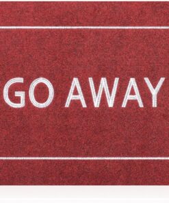 JJUUYOU Welcome Mats for Front Door Indoor Christmas Red Funny Go Away Doormat with Non Slip Rubber Mats Door for Home Farmhouse Patio