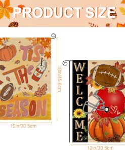 Alternative view of 2 PCS Fall Garden Flag 12x18 Inch Double Sided Outside, Welcome Autumn Football Pumpkin Seasonal Yard Outdoor Decor Flag