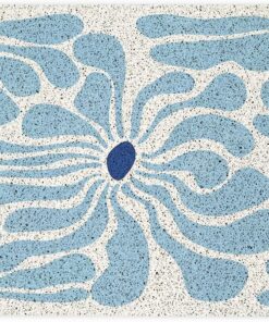 YeiHe Abstract Boho Floral Door Mat, Groovy Blue Entrance Mat, 17x30 Inches